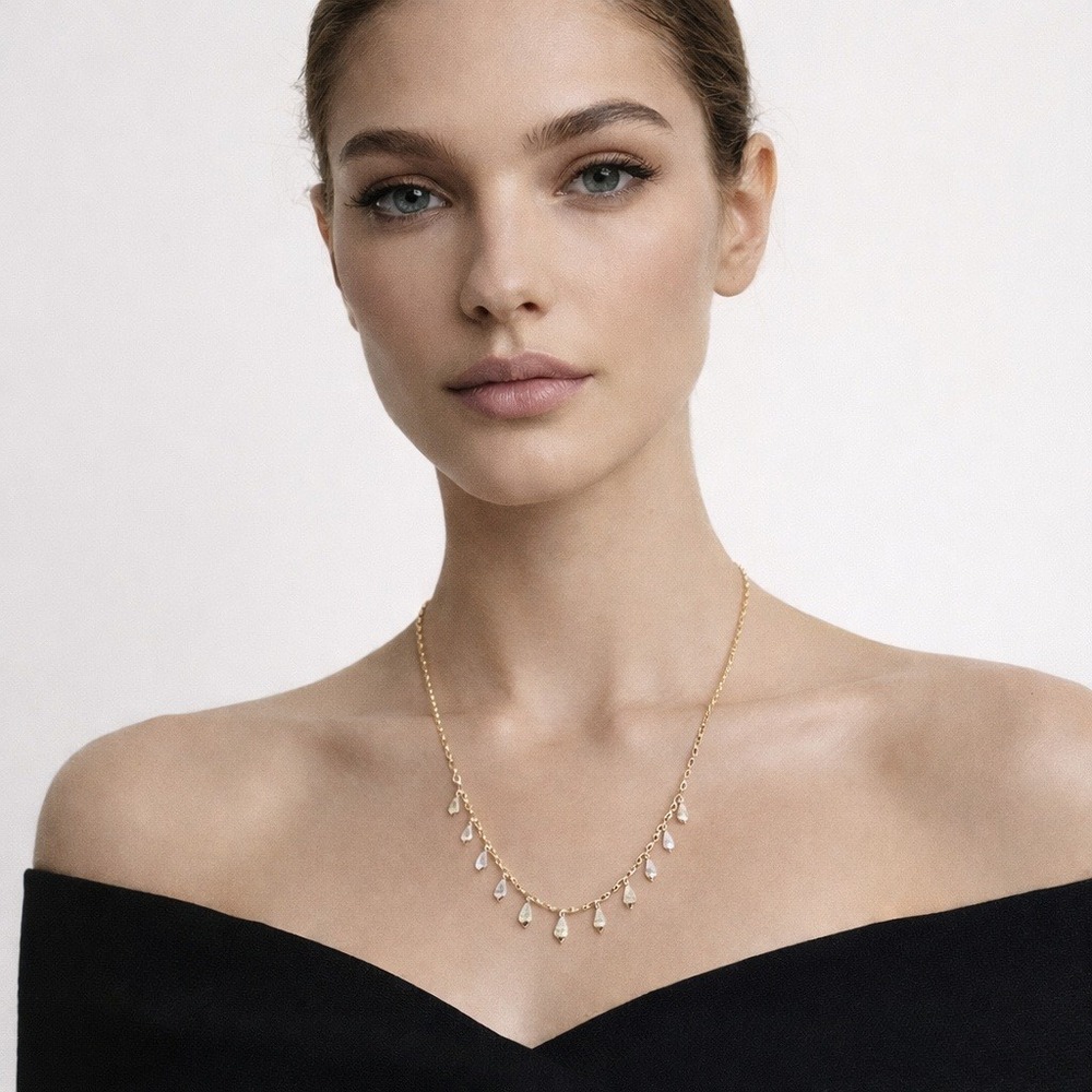 Nordstrom Gold Plated Necklace With Crystal‎ Dangle Pendants Women's Jewelry